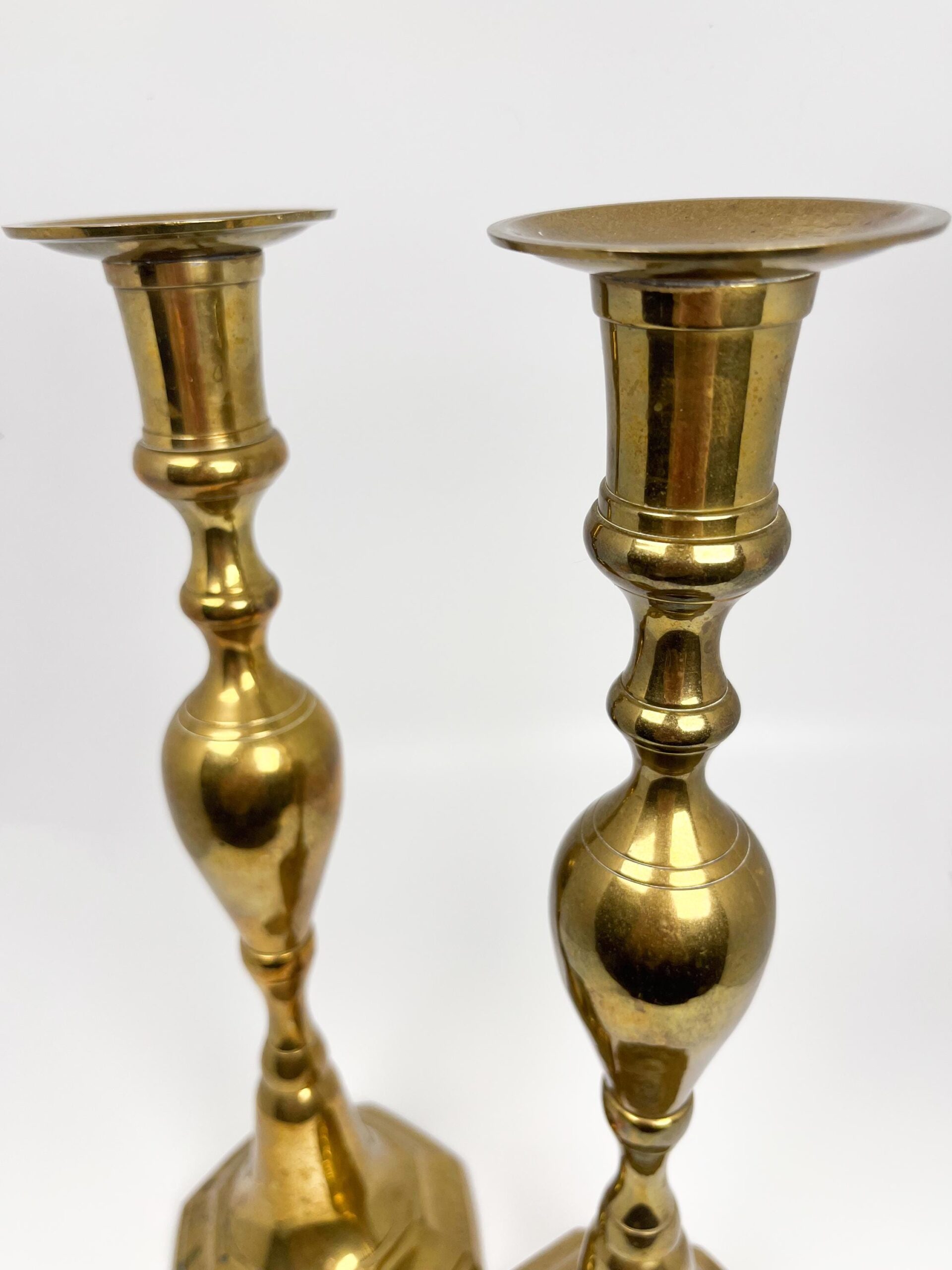 Vintage 12" tall brass candlestick holders set