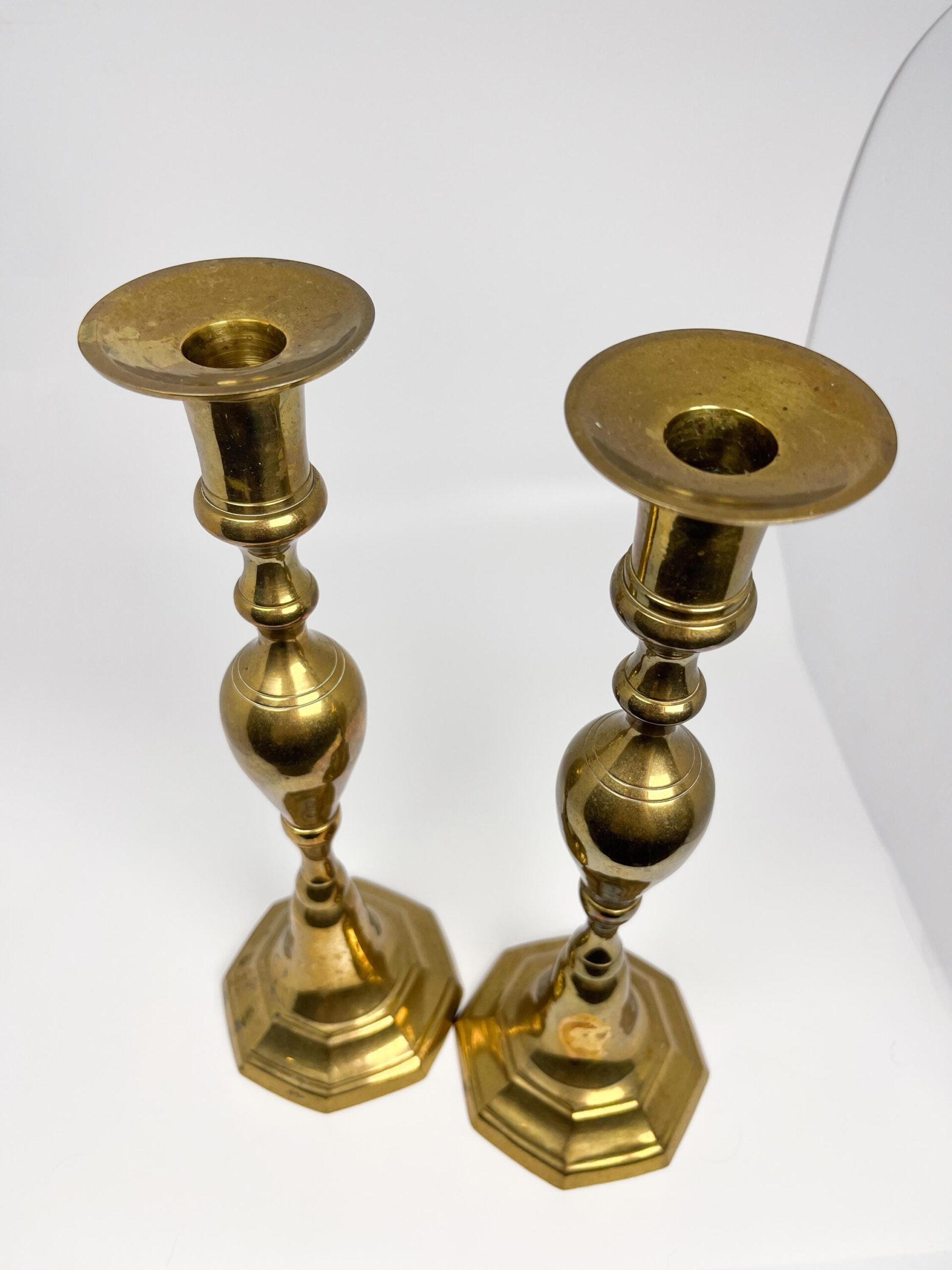 Vintage 12" tall brass candlestick holders set