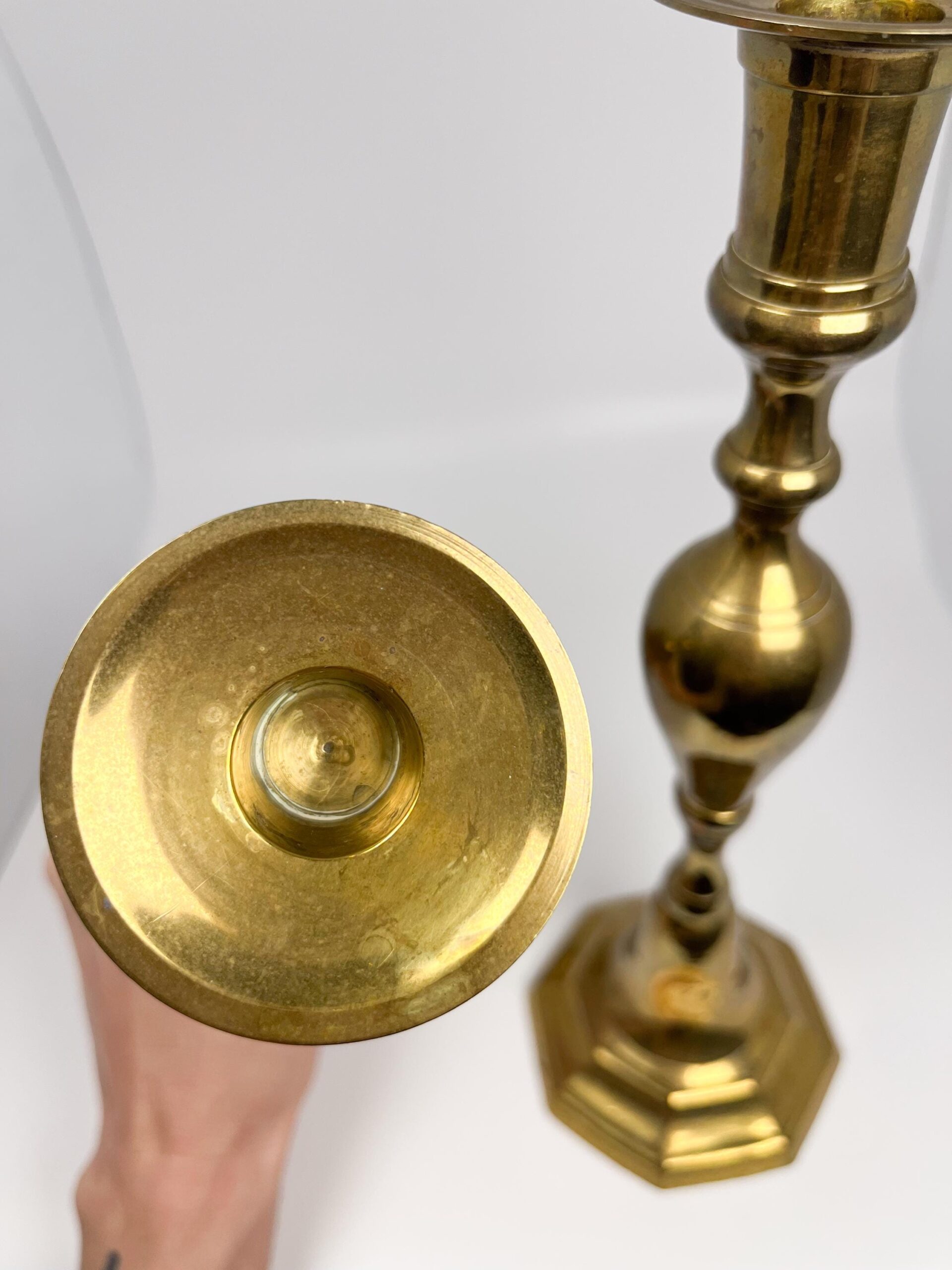 Vintage 12" tall brass candlestick holders set