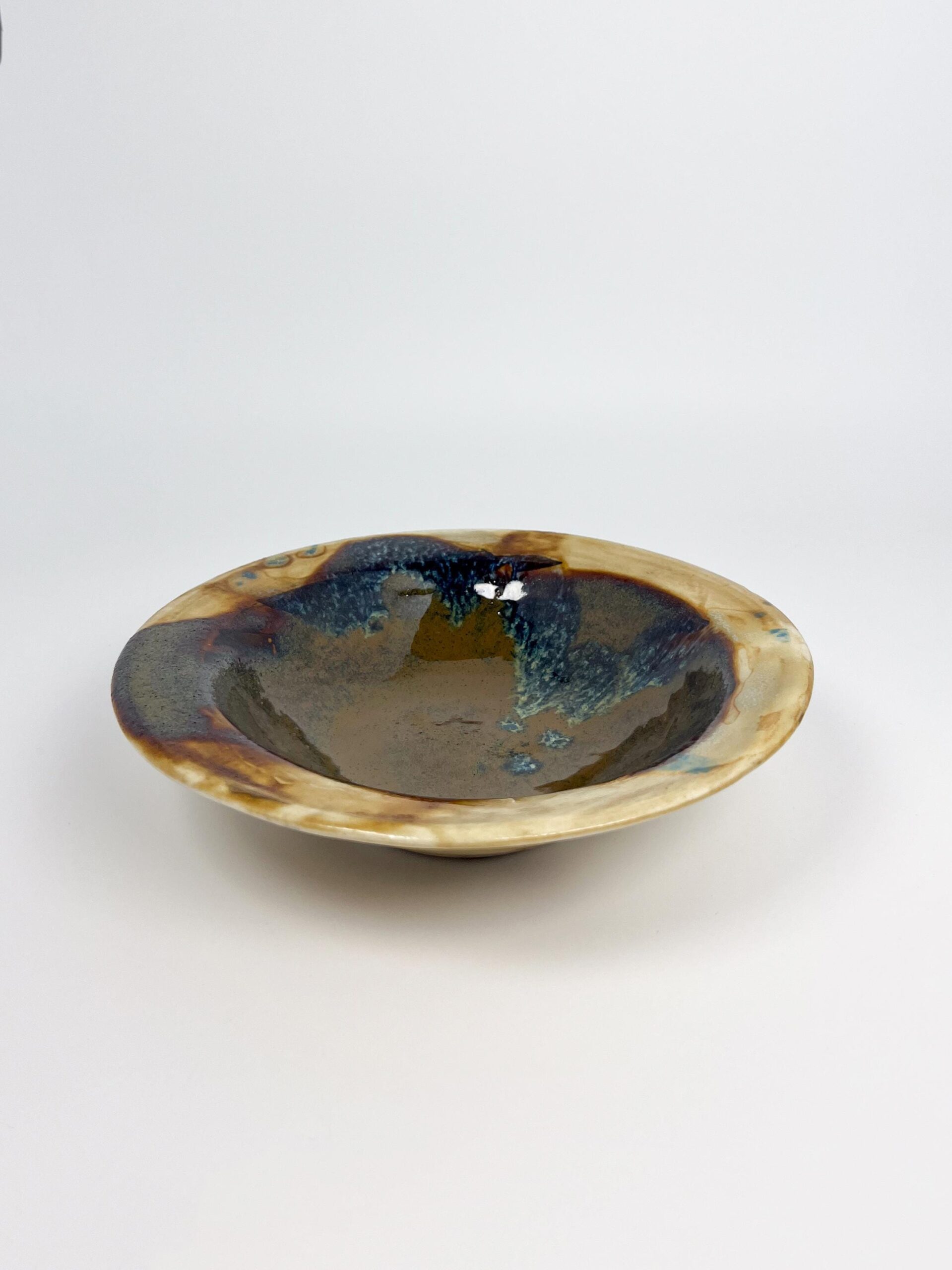 Hand thrown raku ceramic bowl - decorative studio pottery dish