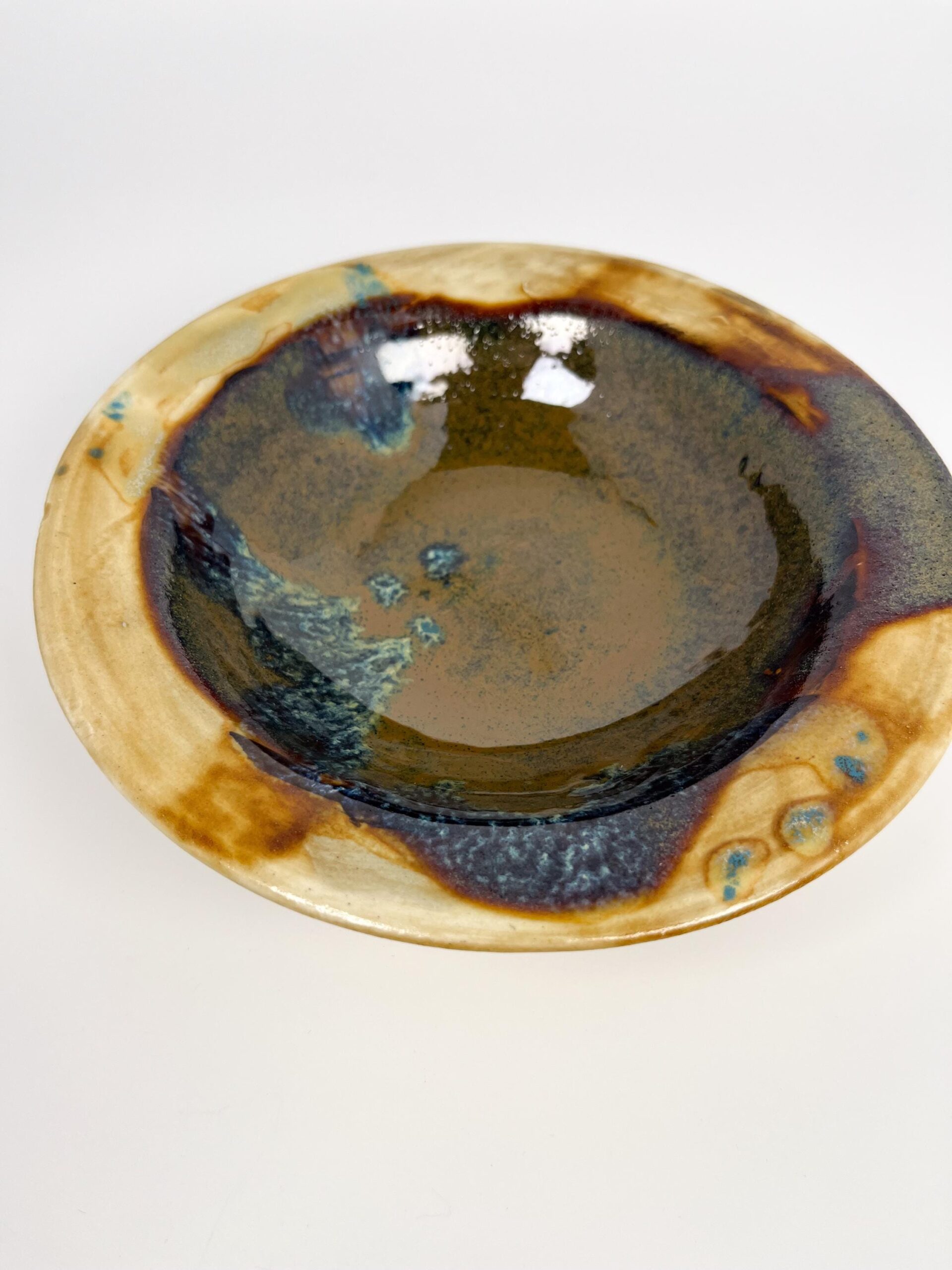 Hand thrown raku ceramic bowl - decorative studio pottery dish