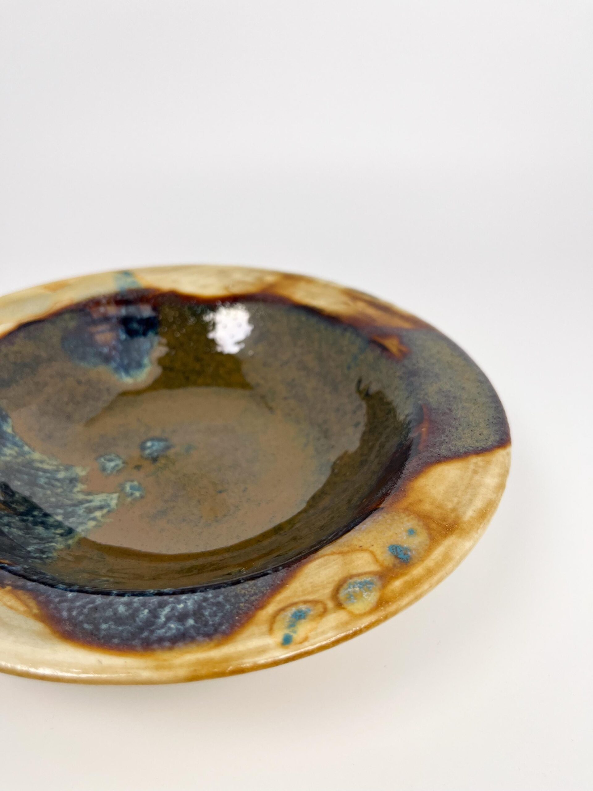 Hand thrown raku ceramic bowl - decorative studio pottery dish