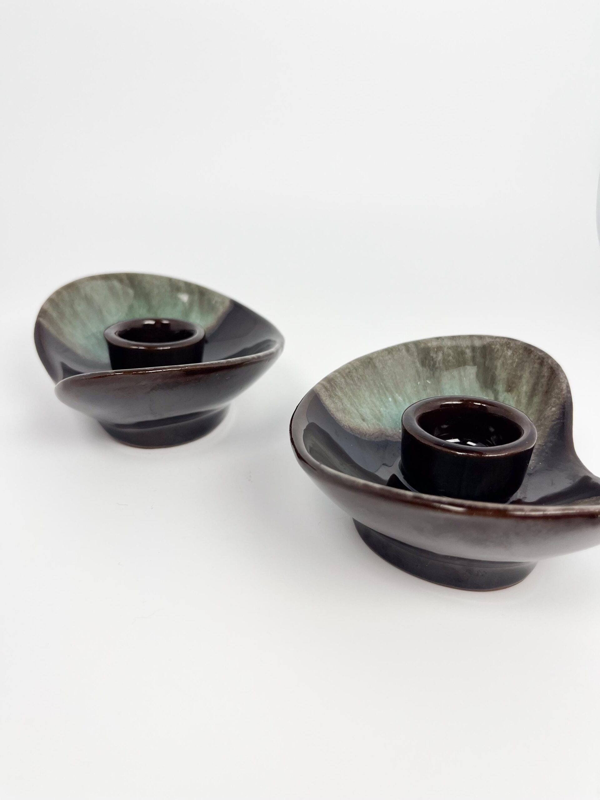 Vintage set of studio pottery candle holders