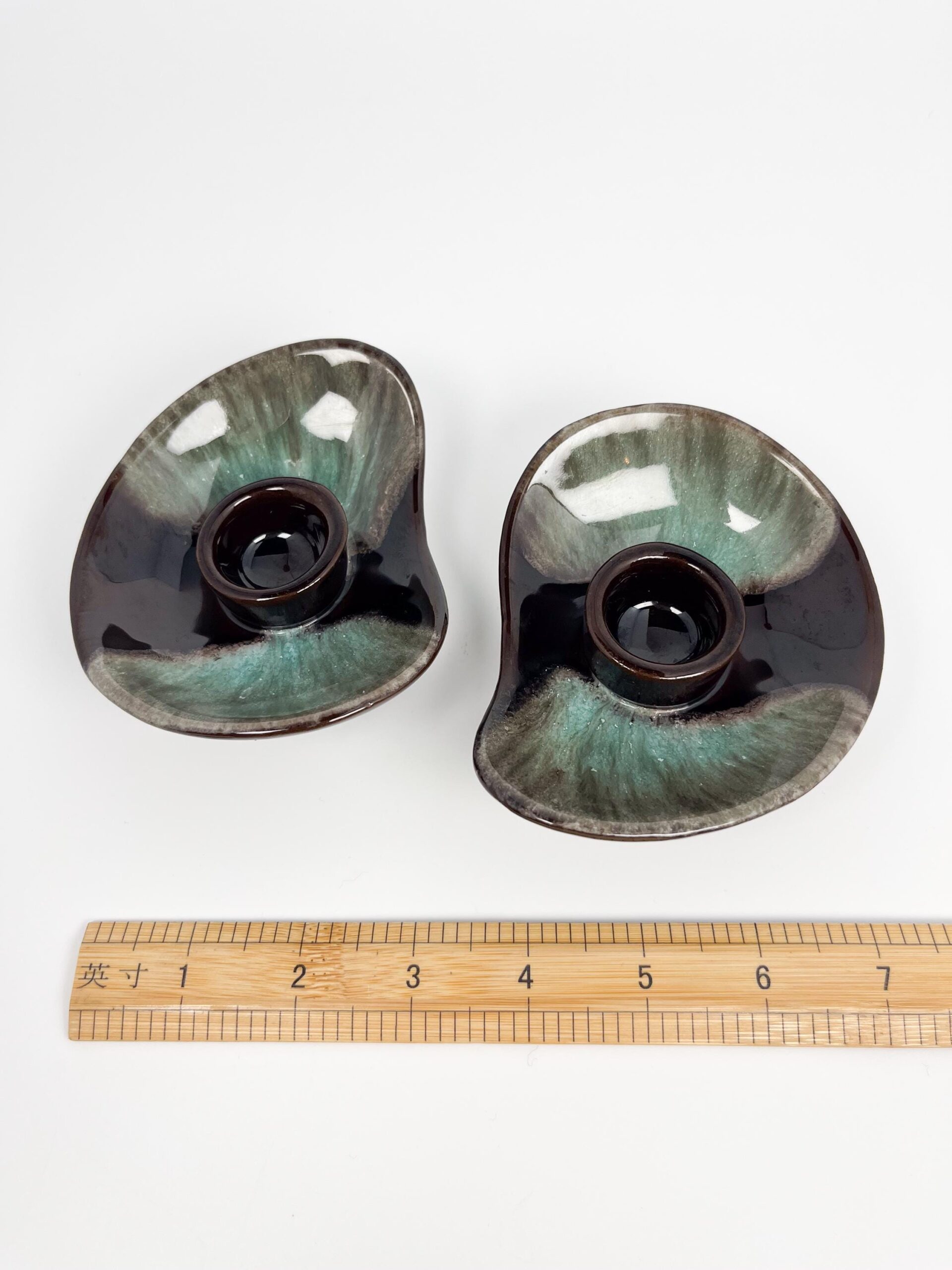 Vintage set of studio pottery candle holders