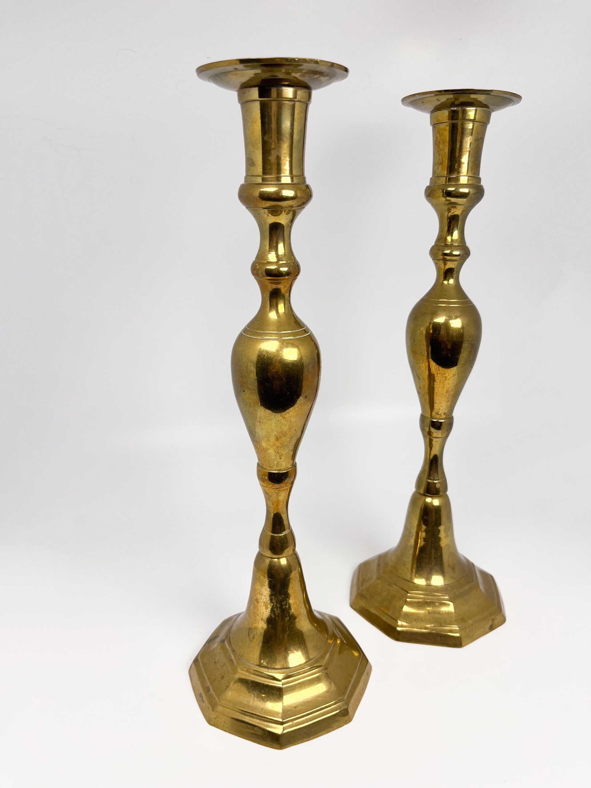 Vintage 12" tall brass candlestick holders set