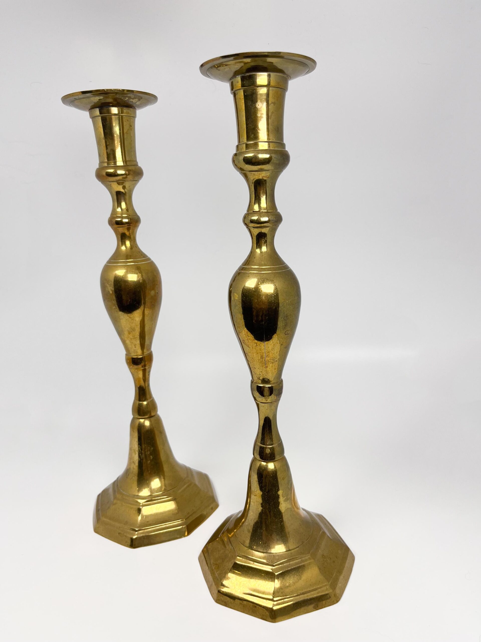 Vintage 12" tall brass candlestick holders set