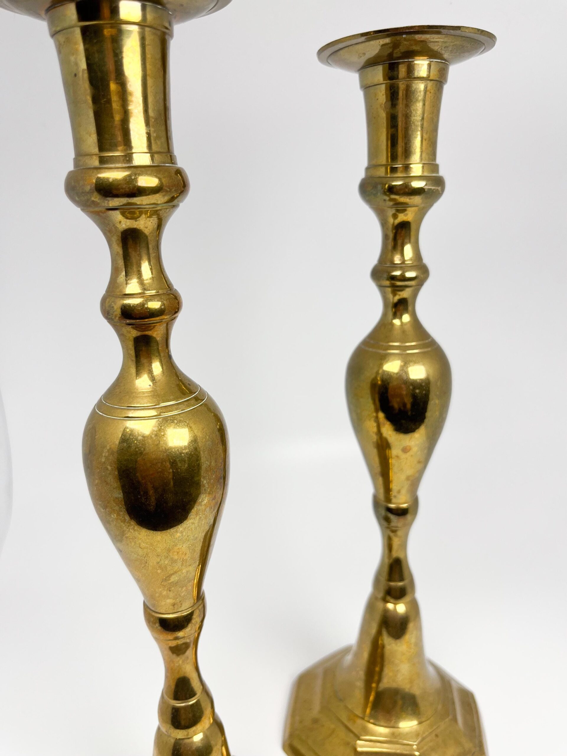 Vintage 12" tall brass candlestick holders set