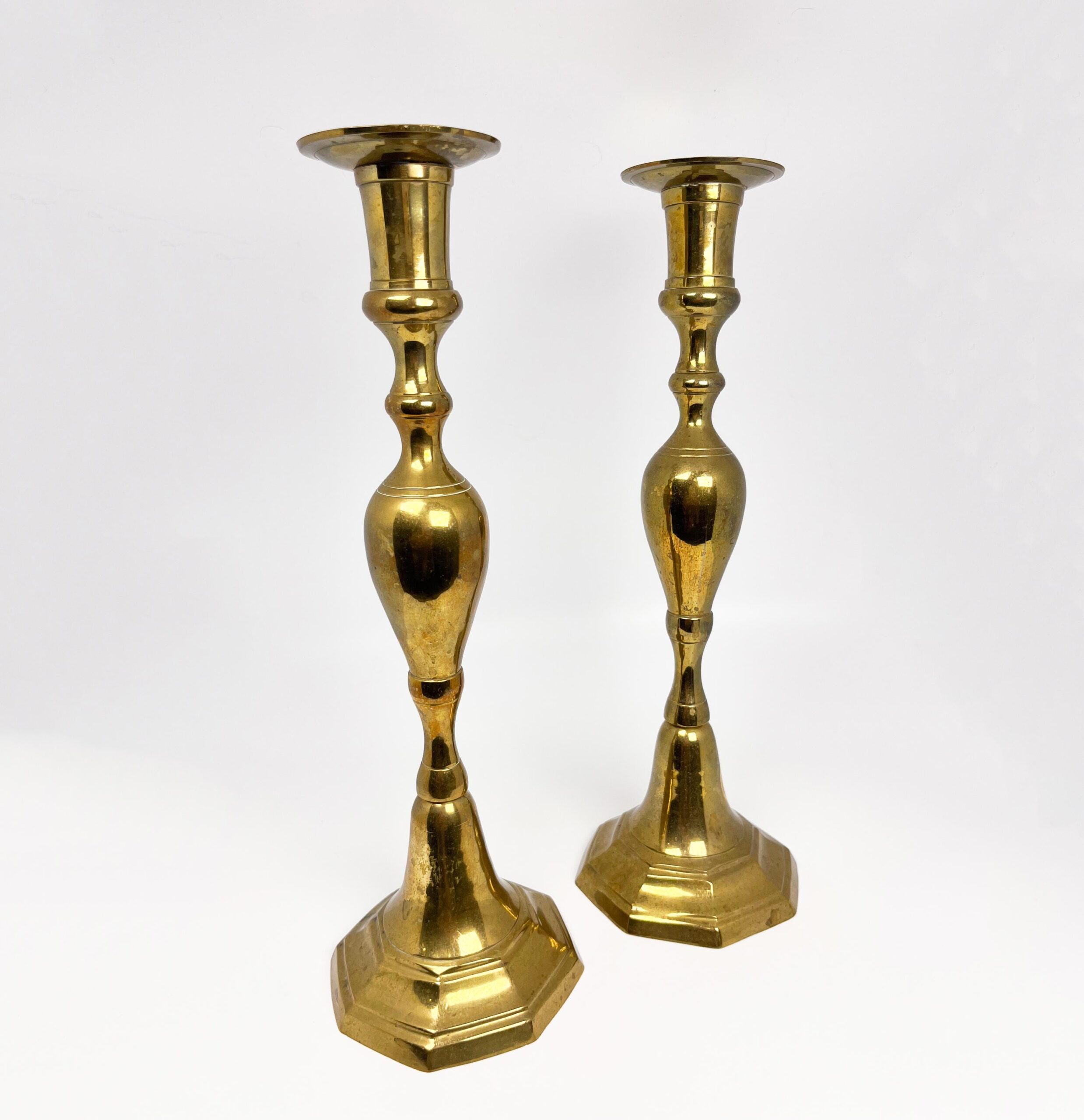 Vintage 12" tall brass candlestick holders set