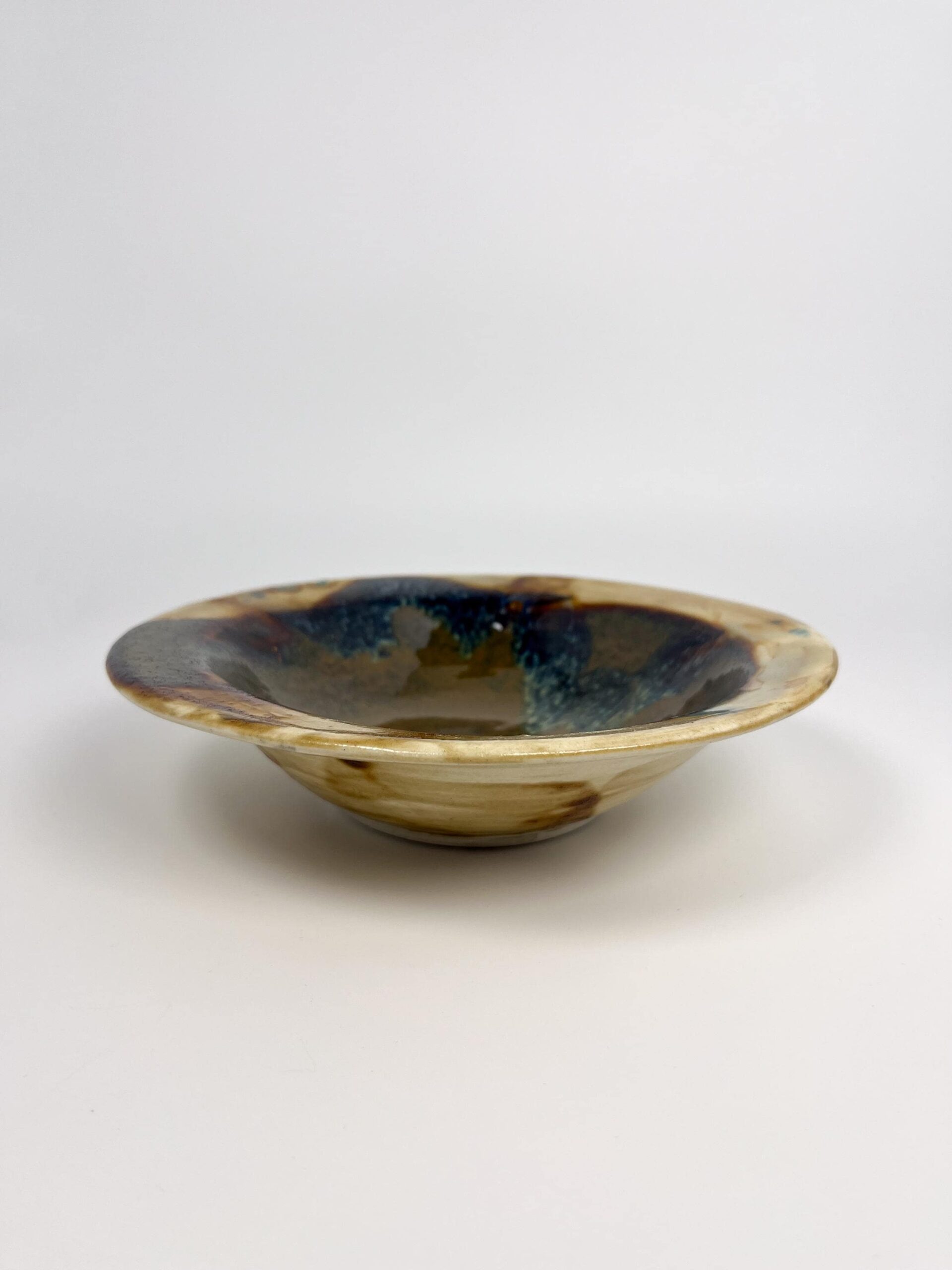 Hand thrown raku ceramic bowl - decorative studio pottery dish