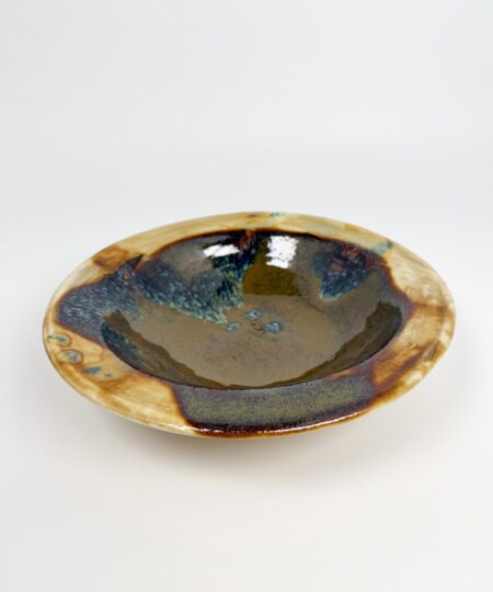 Hand thrown raku ceramic bowl - decorative studio pottery dish