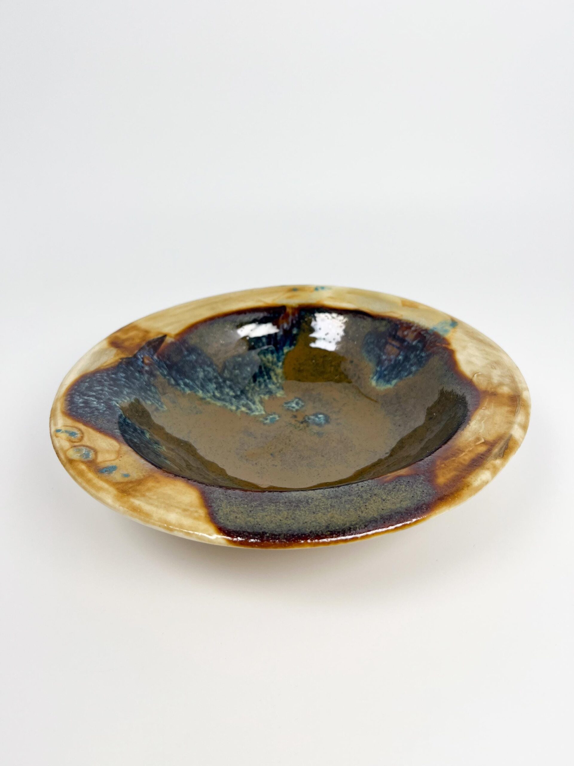 Hand thrown raku ceramic bowl - decorative studio pottery dish