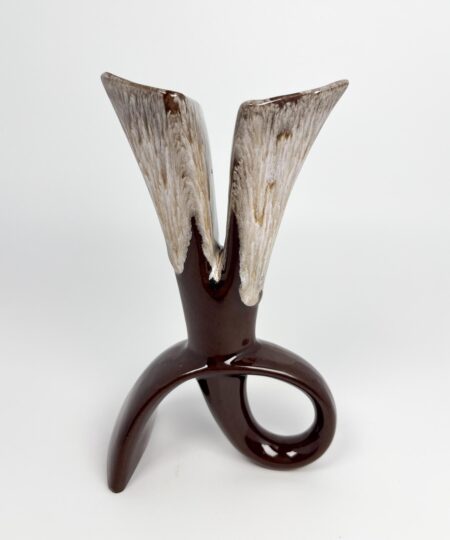 Vintage double bud vase - MCM abstract pottery