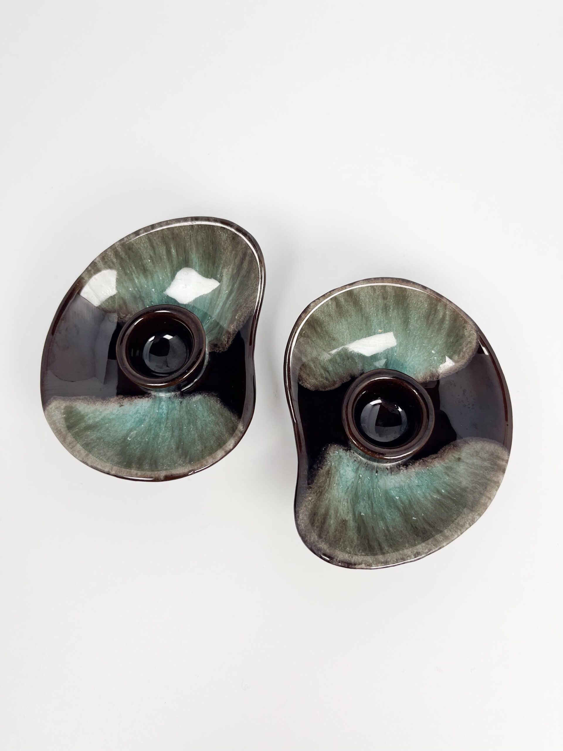 Vintage set of studio pottery candle holders