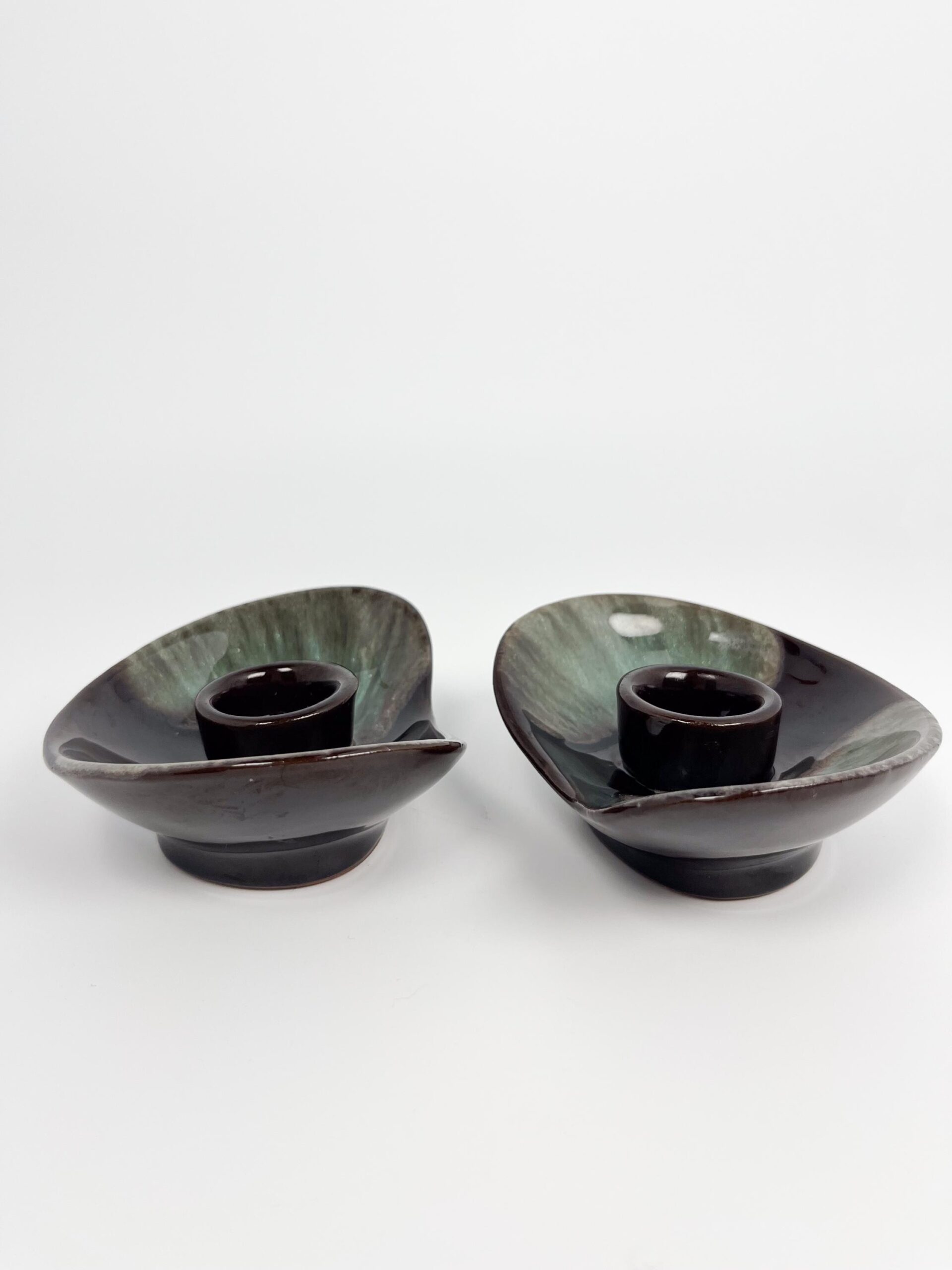 Vintage set of studio pottery candle holders