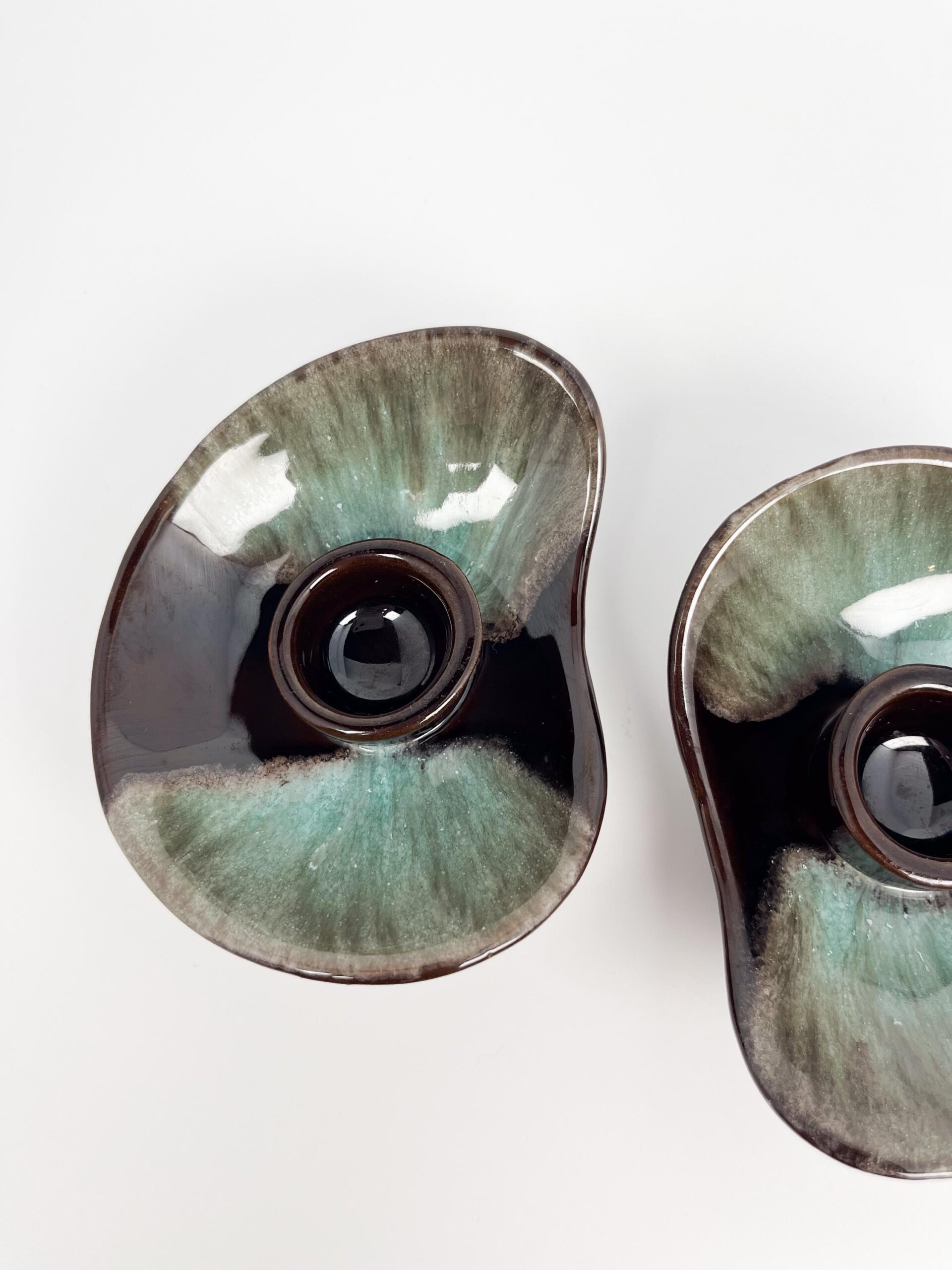 Vintage set of studio pottery candle holders