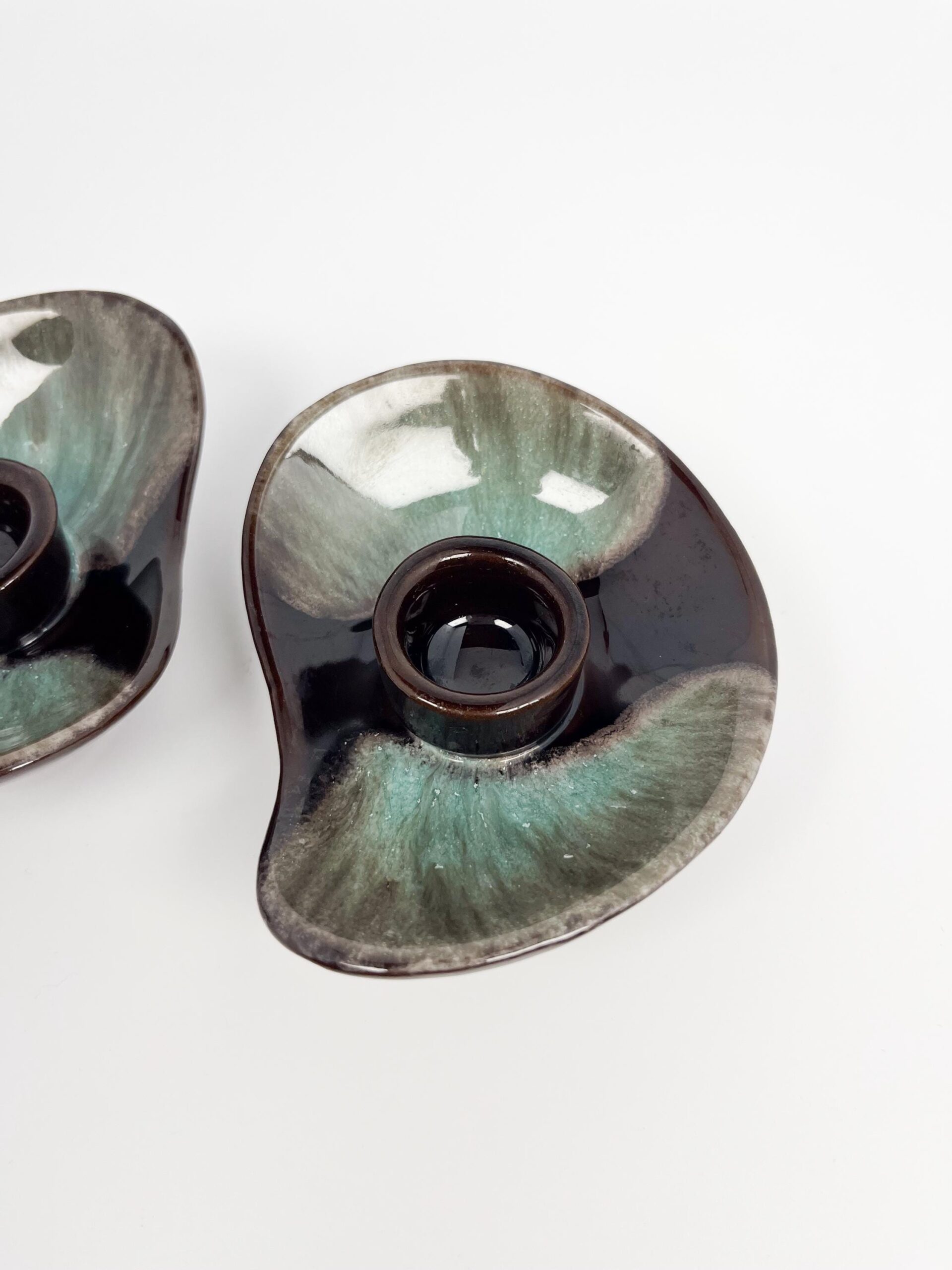 Vintage set of studio pottery candle holders