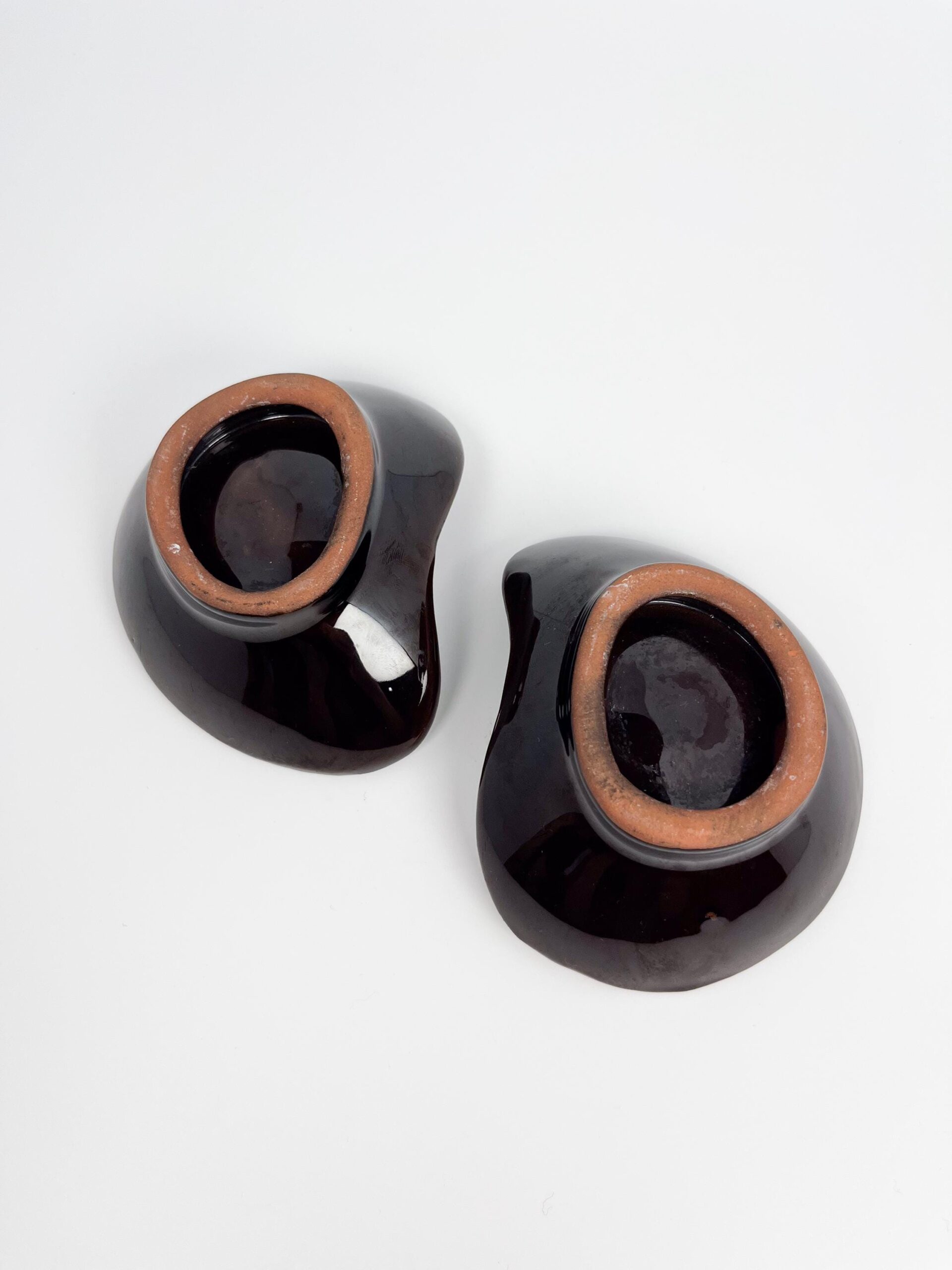 Vintage set of studio pottery candle holders