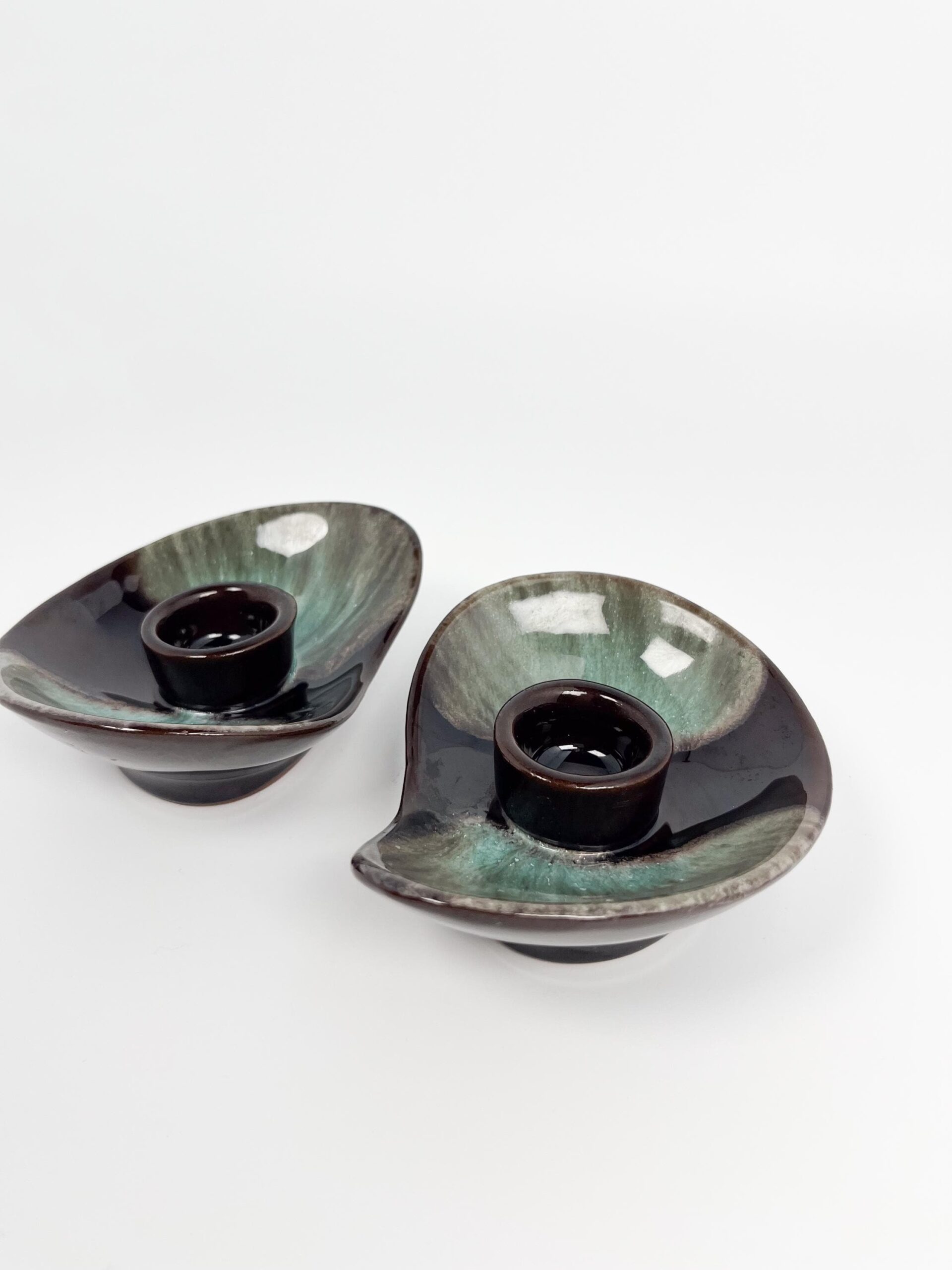 Vintage set of studio pottery candle holders