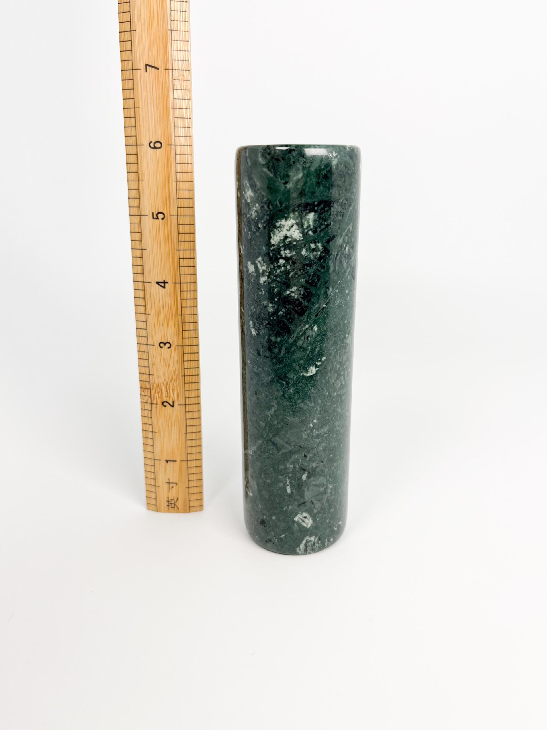 Vintage green marble bud vase