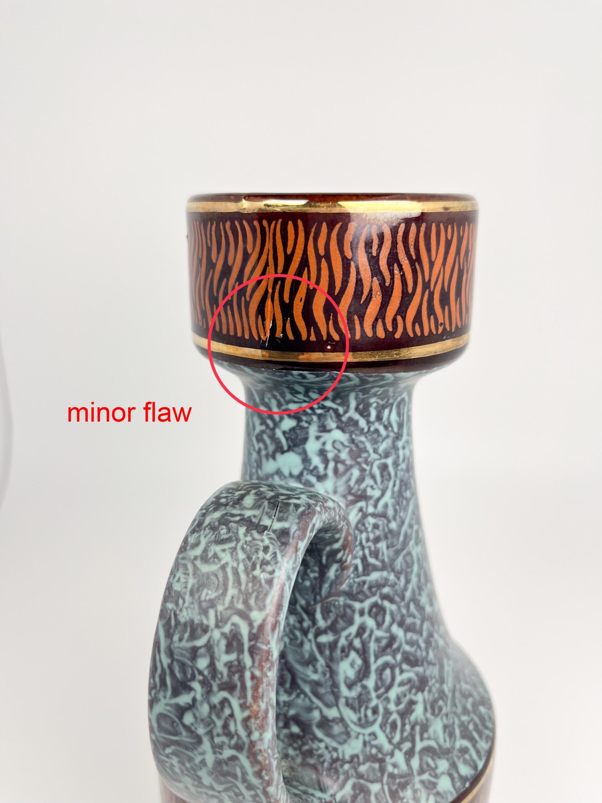 Vintage Jasba Keramic Pitcher – Blue Turquoise Glaze, Gold Trim, West Germany