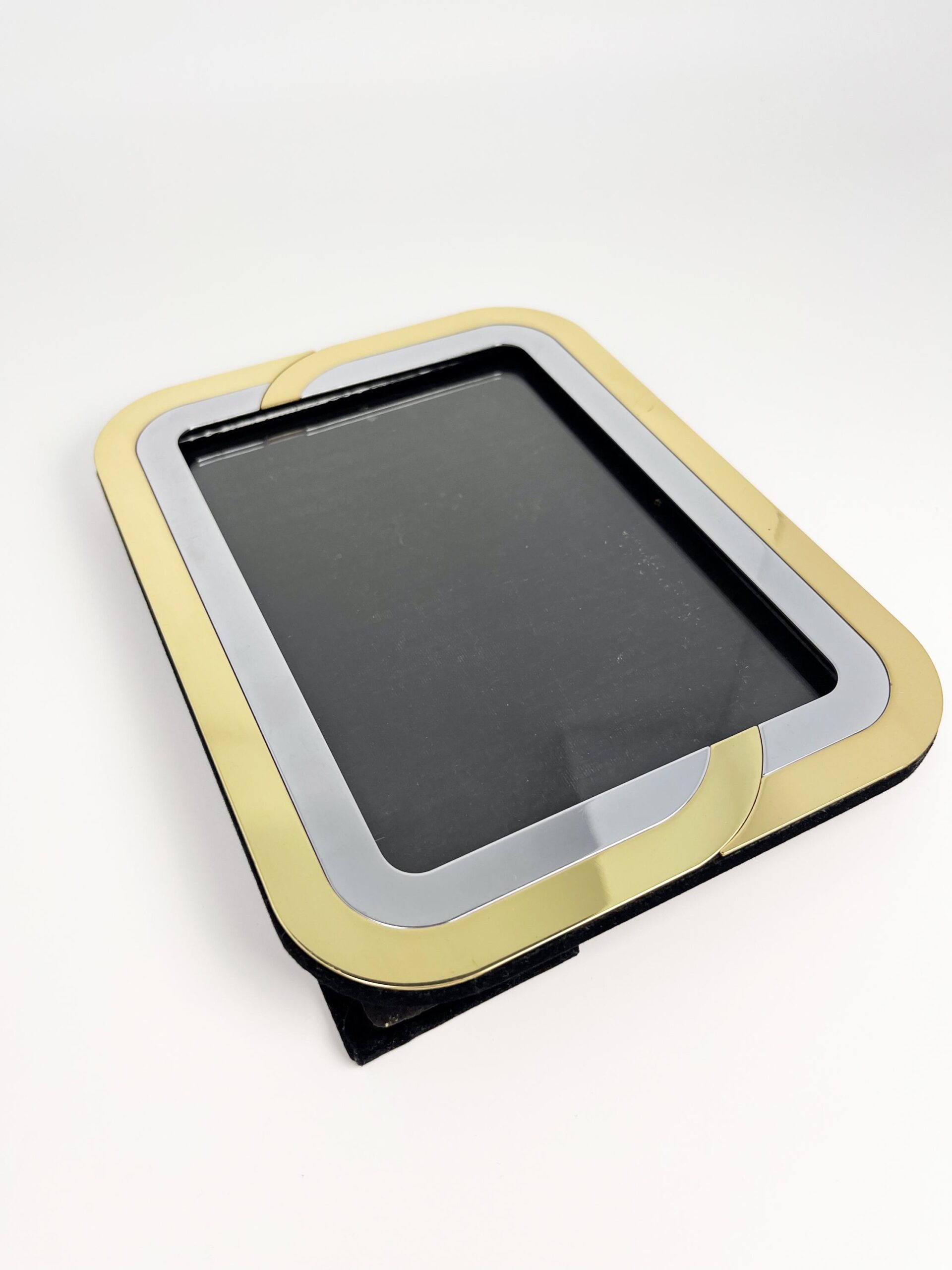 Vintage brass and metal 5" x 7" gold and silver art deco inspired frame with velvet backing