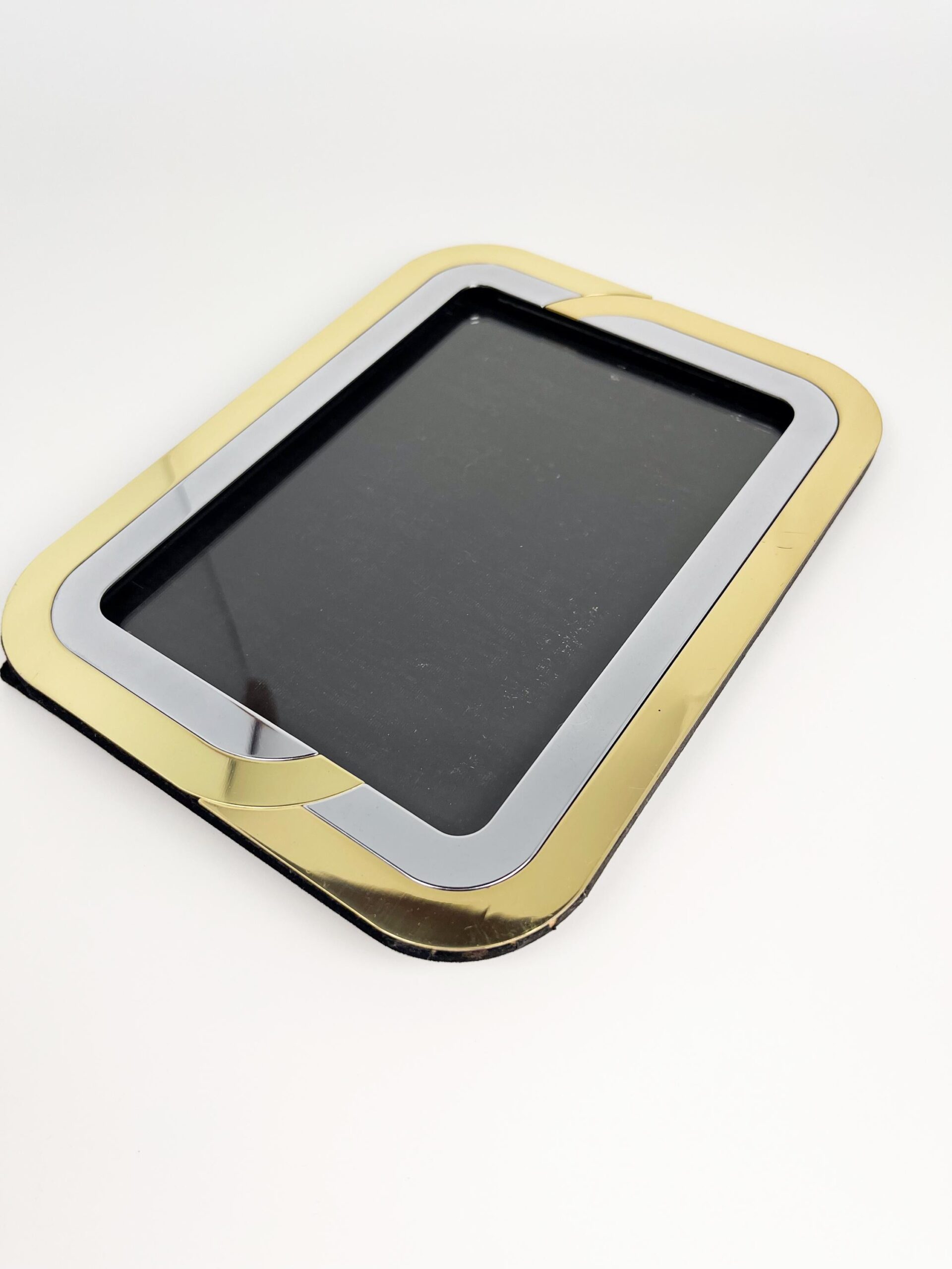 Vintage brass and metal 5" x 7" gold and silver art deco inspired frame with velvet backing