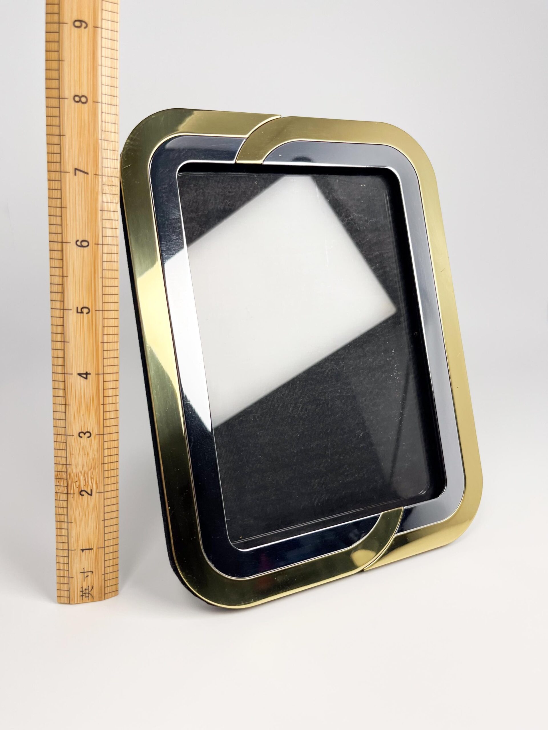 Vintage brass and metal 5" x 7" gold and silver art deco inspired frame with velvet backing