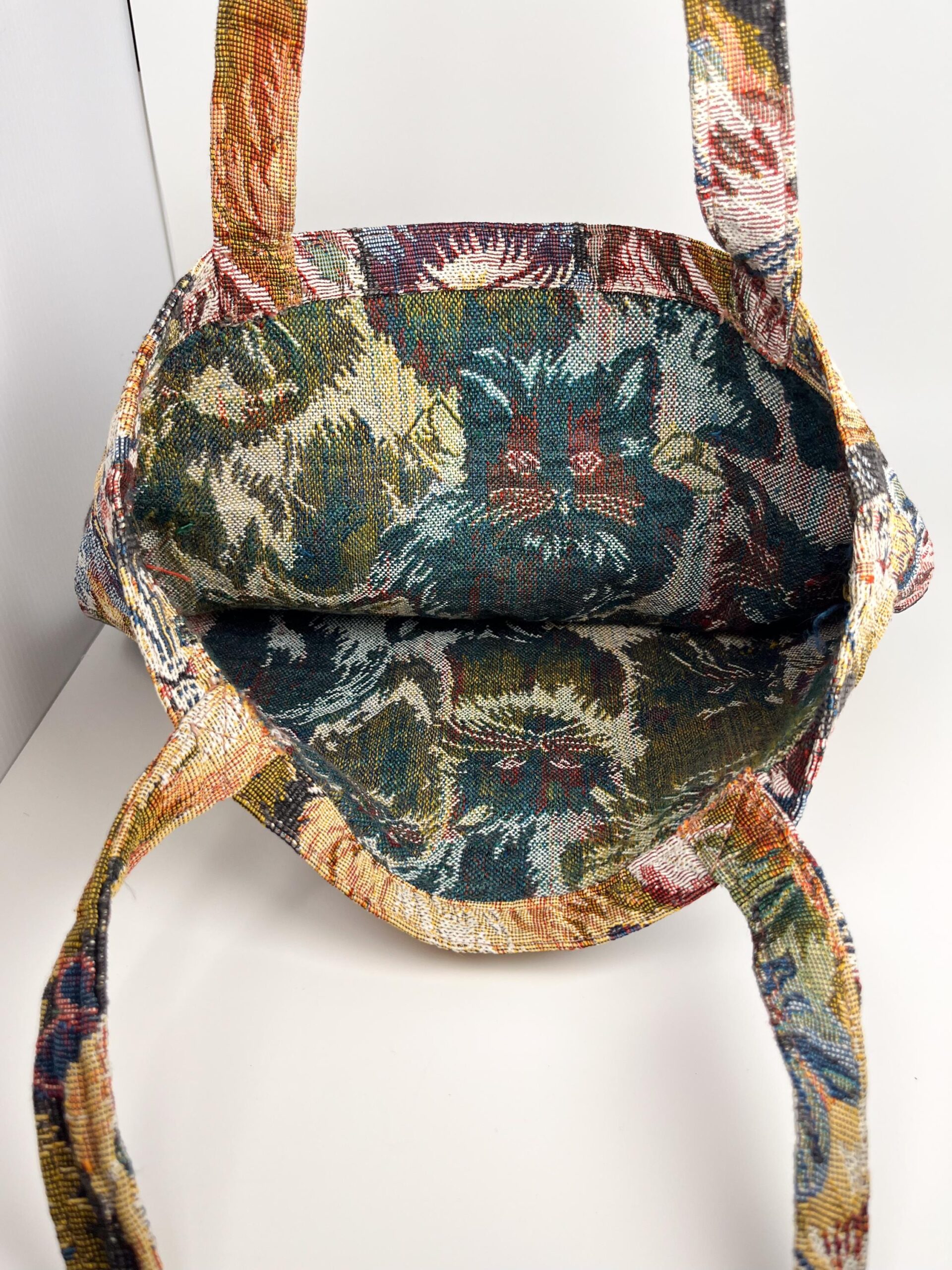 Vintage cat woven tapestry tote bag