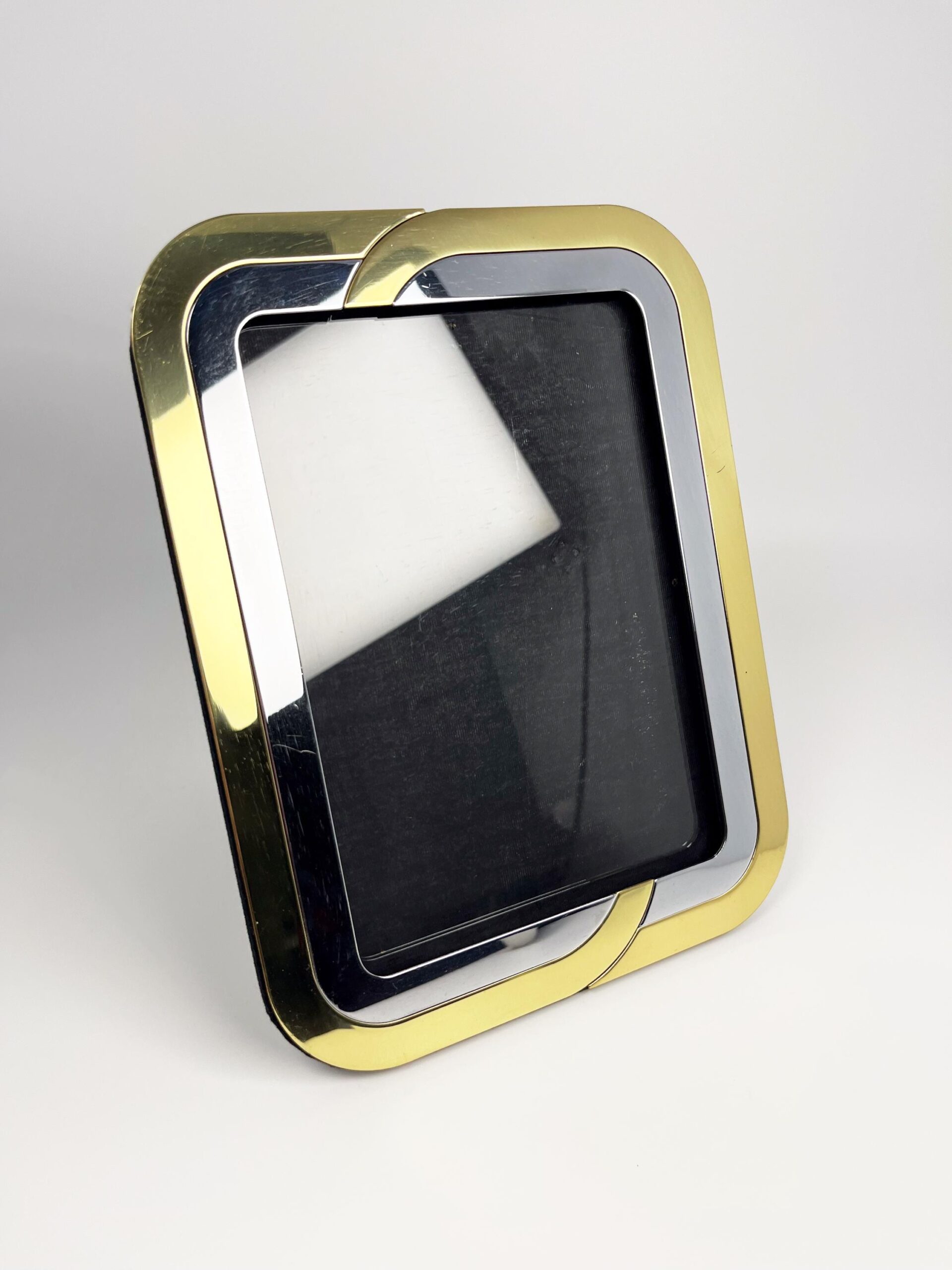 Vintage brass and metal 5" x 7" gold and silver art deco inspired frame with velvet backing