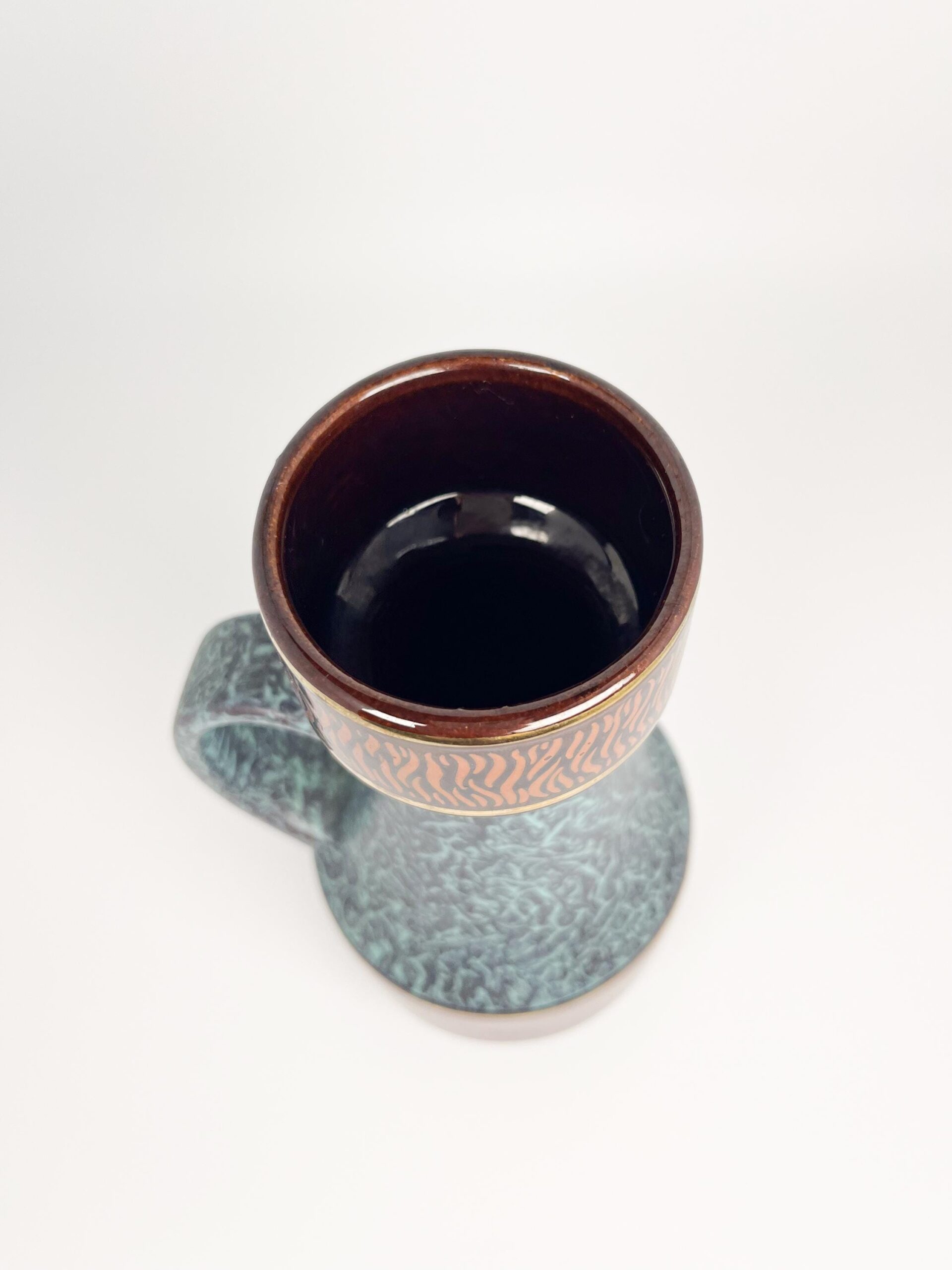 Vintage Jasba Keramic Pitcher – Blue Turquoise Glaze, Gold Trim, West Germany