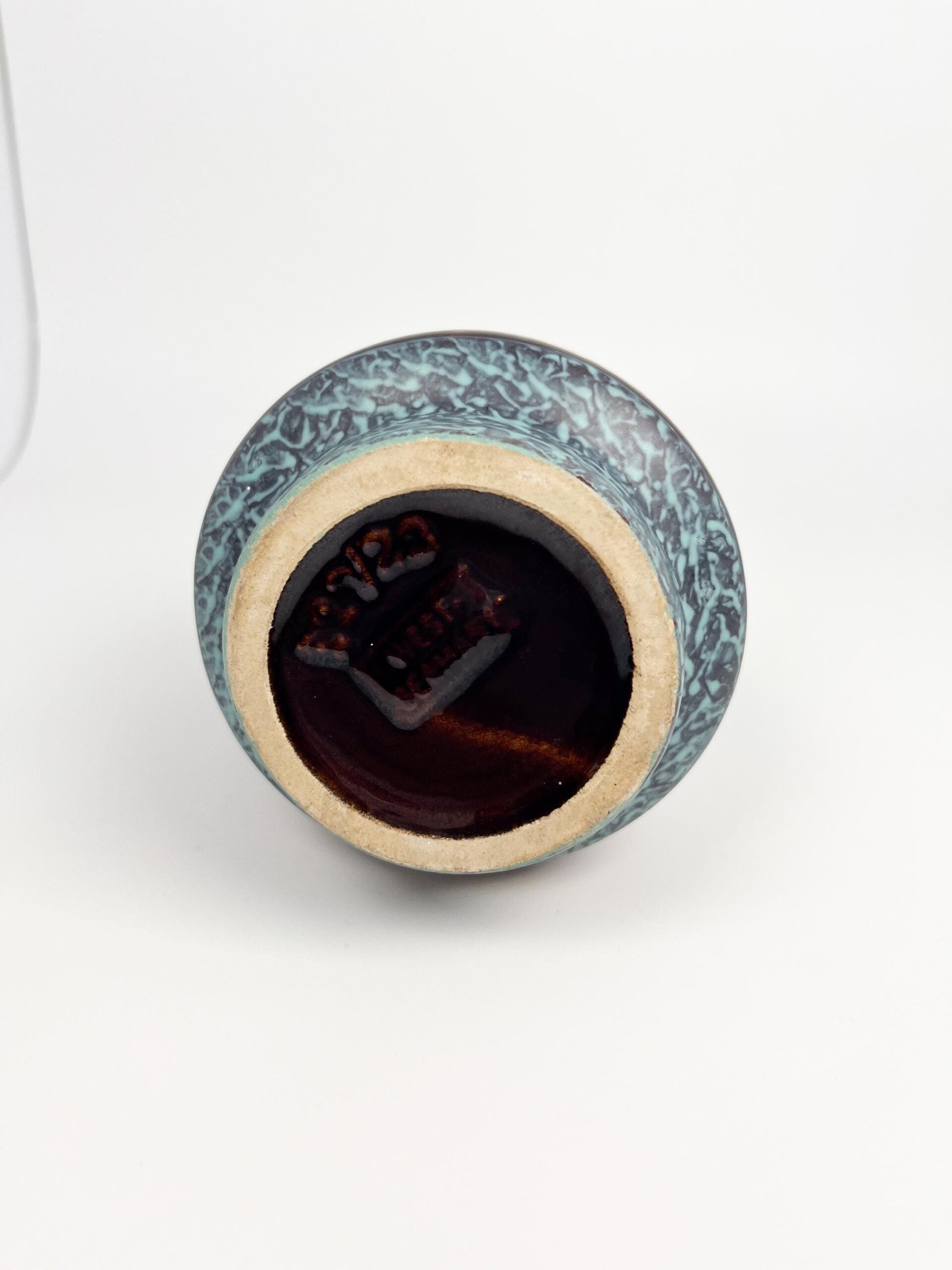 Vintage Jasba Keramic Pitcher – Blue Turquoise Glaze, Gold Trim, West Germany